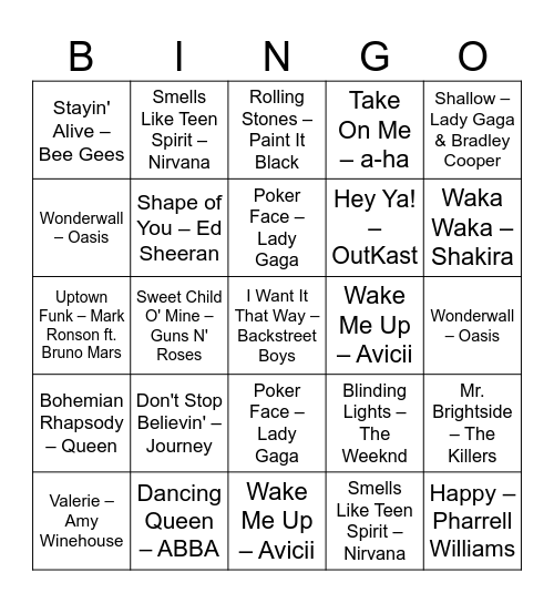 Homefield - Musikbingo Card