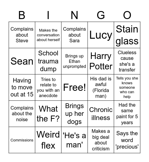 What will she say? Bingo Card