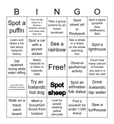 ICELAND BINGO Card