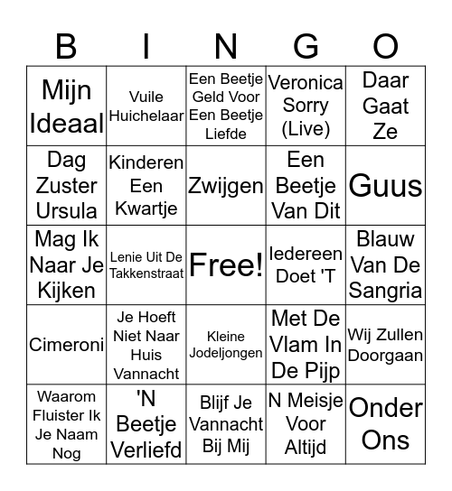 muziek bingo DrentheCollege Bingo Card