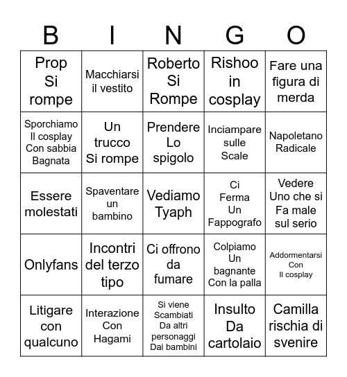 Rimini Comics Bingo Card