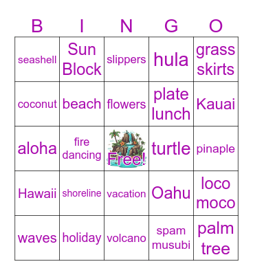 Vacation Time Bingo Card