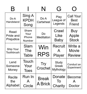 Example Bingo Card