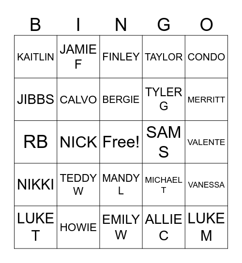 FSM SUM-GO! Bingo Card