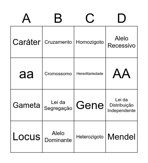 BINGO GENÉTICA Bingo Card
