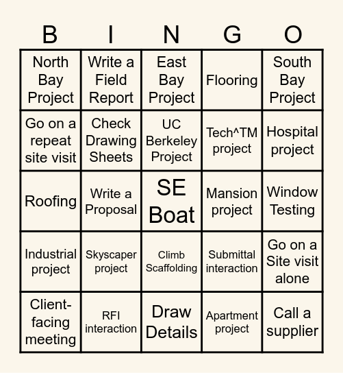 BT Bingo Card