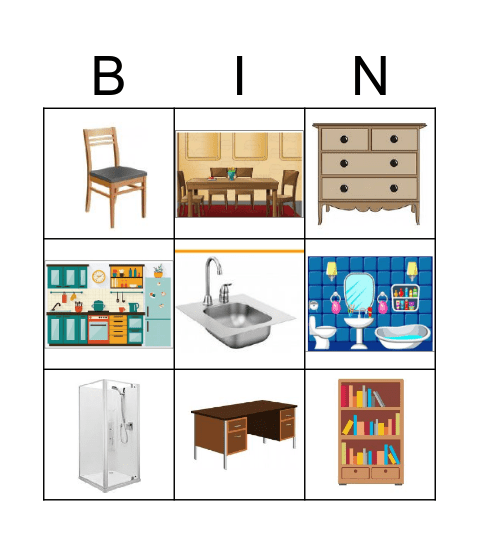 House rooms Bingo Card