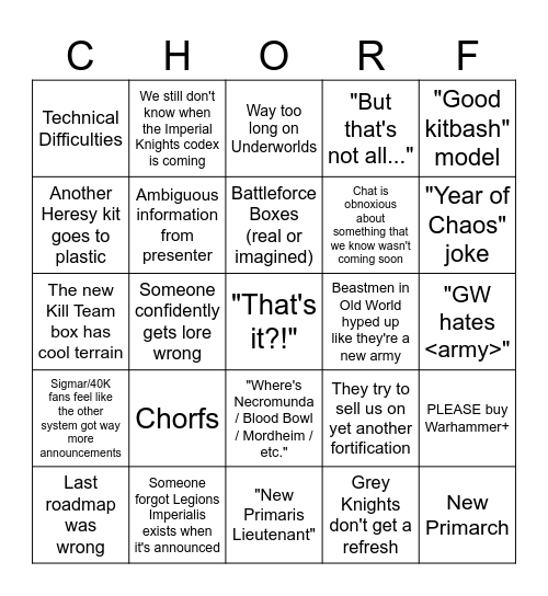 FRIDAY REVEAL SHOW BINGO Card