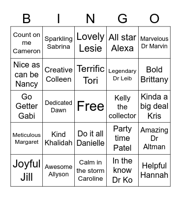 ADA Employee Bingo Card
