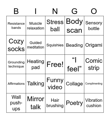Coping Skills Bingo Card