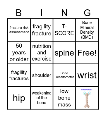 OSTEOPOROSIS BINGO Card