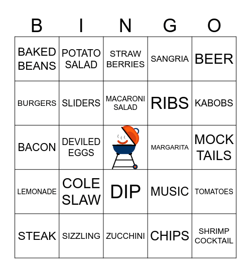 SUMMER BBQ Bingo Card
