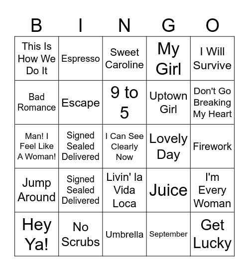 ICP Music Bingo Card