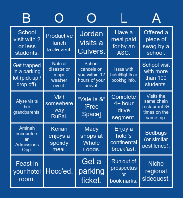 Fall 2025 - JAD/AD/SAD Road Shenanigans Bingo Card