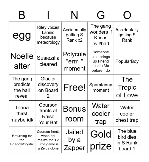Deltarune chapter 3 Bingo Card