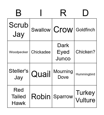 Bird Bingo Card