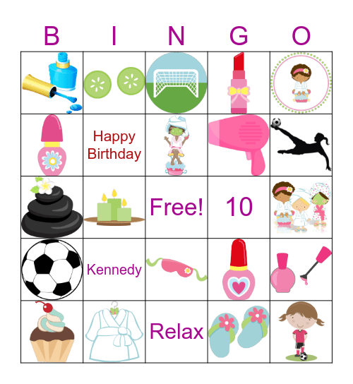 Spa Party Bingo Card