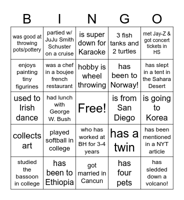 Find someone who... Bingo Card