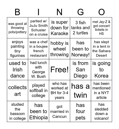 Find someone who... Bingo Card