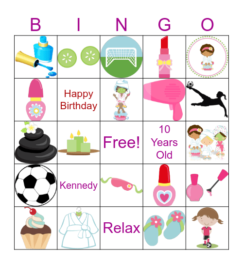 Spa Party Bingo Card