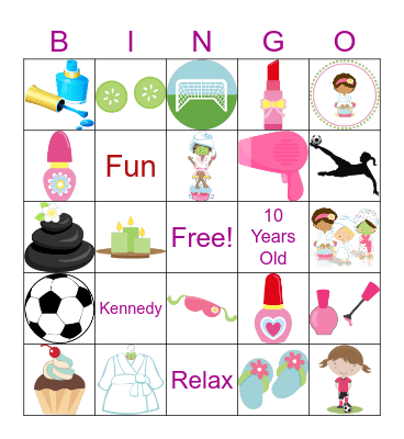Spa Party Bingo Card