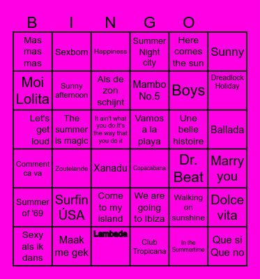 Zomerweekend Bingo Card