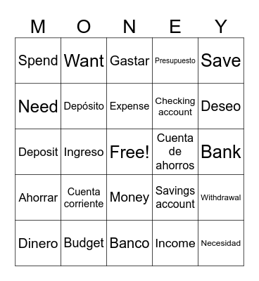 Financial Literacy Bingo Card