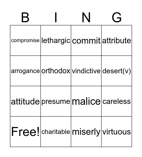 Vsl 7-9 Bingo Card