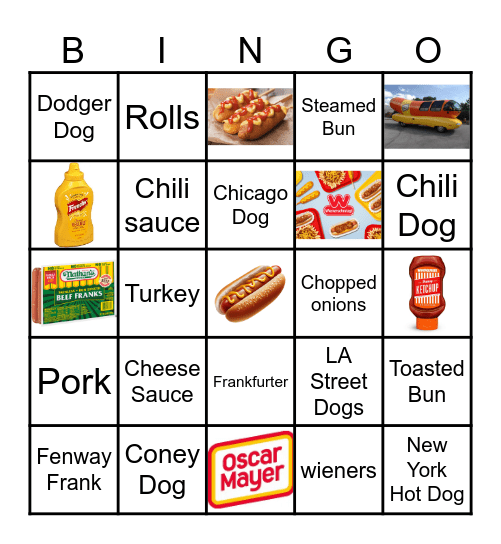 Hot Dog Bingo Card