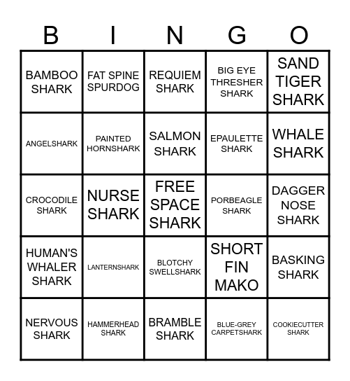 SHARK WEEK BINGO Card