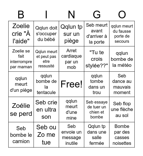 Les gums de lethal Bingo Card