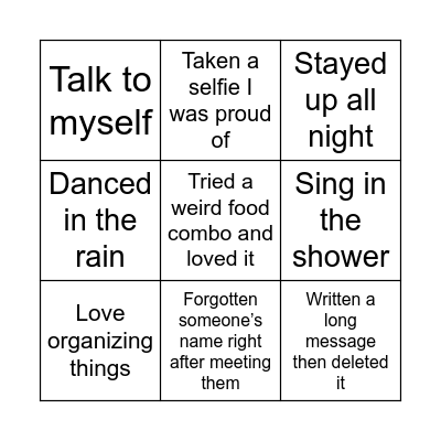 Life Bingo Card