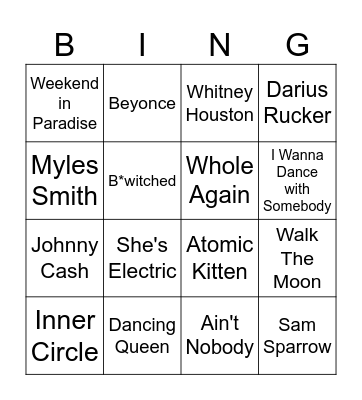 Musical Bingo Card