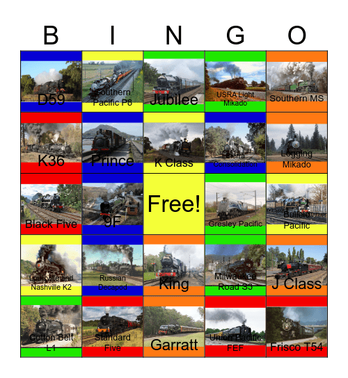 Steam Engines that I would like to have a drink someday Bingo Card
