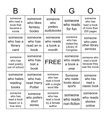 Literary Human Bingo Card