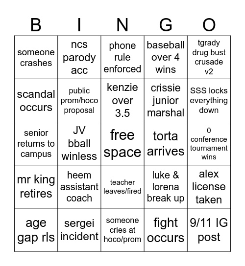 ncs 25-26 bingo Card