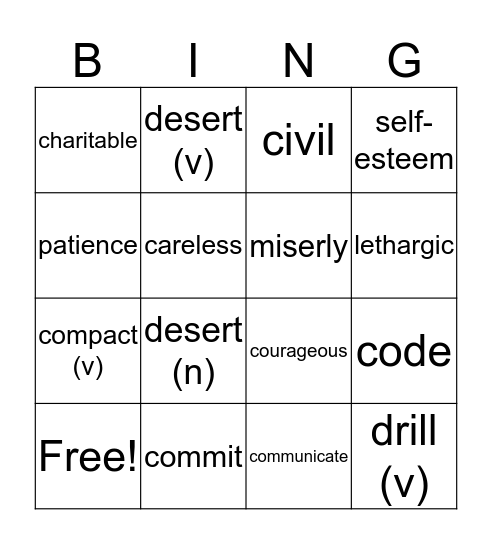 VSL 7-9 Bingo Card