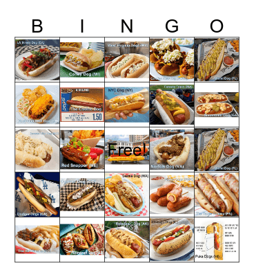 Hot Dogs of the US Bingo Card