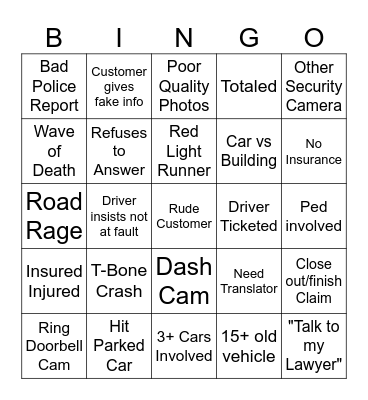 Progressive Bingo Card