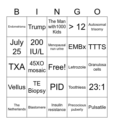 Summertime REI Bingo Card