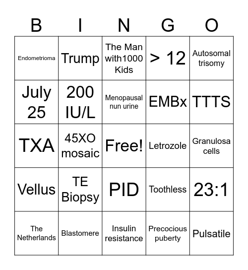 Summertime REI Bingo Card