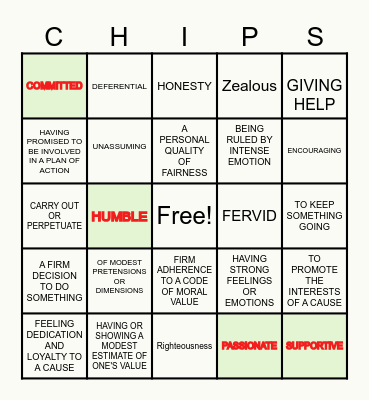 2ND CHIPS 2 Bingo Card