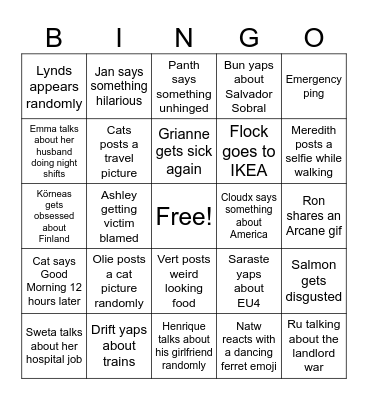 Off Topic Bingo Card