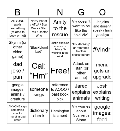 Legions of Laddies 13-18 Bingo Card