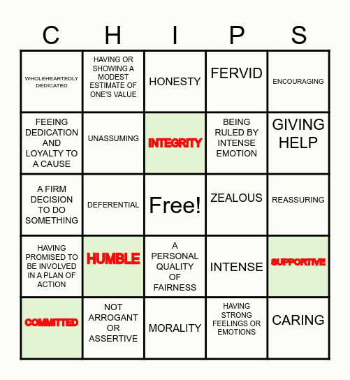 3RD CHIPS 3 Bingo Card