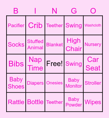 Baby Shower Bingo! Bingo Card