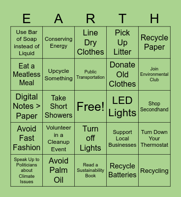 Sustainable Bingo Card