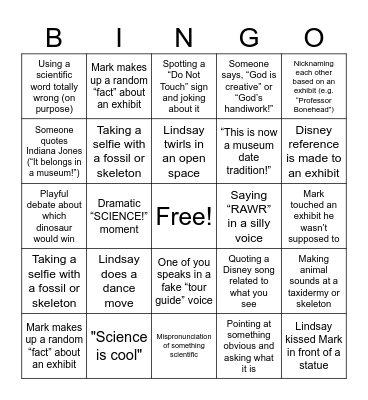 Museum Bingo Date! Bingo Card