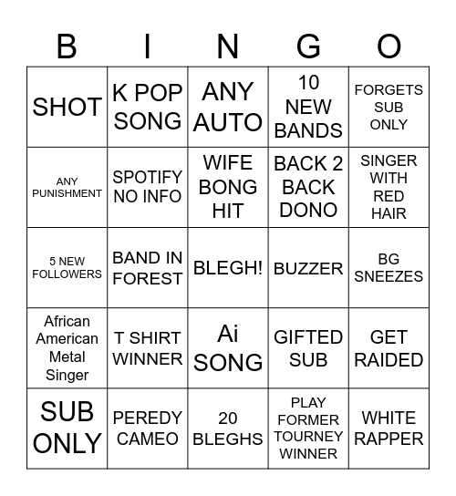WILD WEDNESDAY LBS BINGO Card