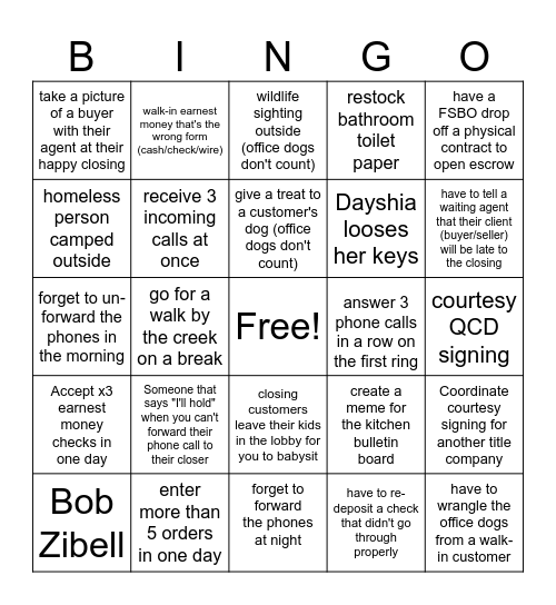 CXO Bingo Card